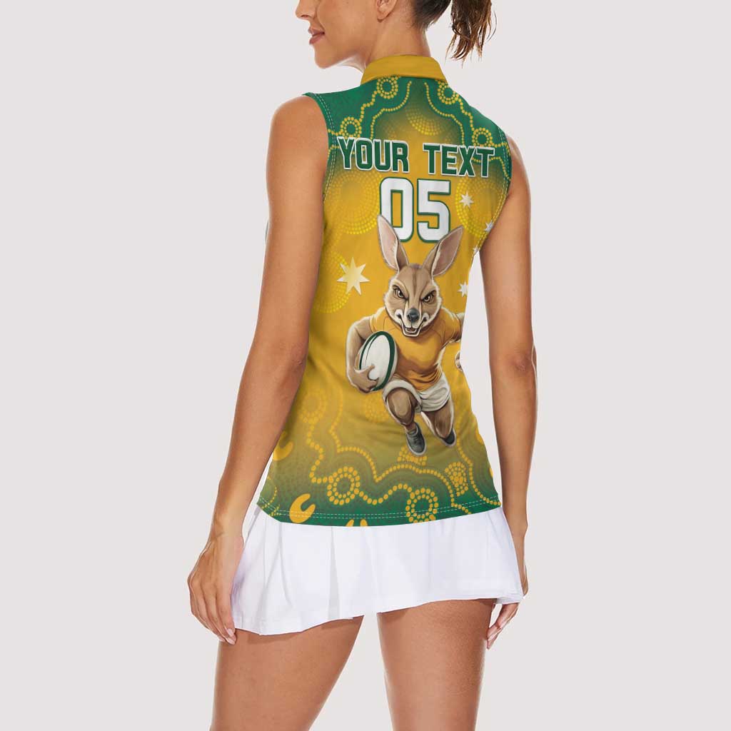 Custom Australia Rugby 2024 Women Sleeveless Polo Shirt Go Wallabies Aboriginal Pattern LT05 - Wonder Print Shop