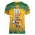 Custom Australia Rugby 2024 Women V-Neck T-Shirt Go Wallabies Aboriginal Pattern LT05 - Wonder Print Shop