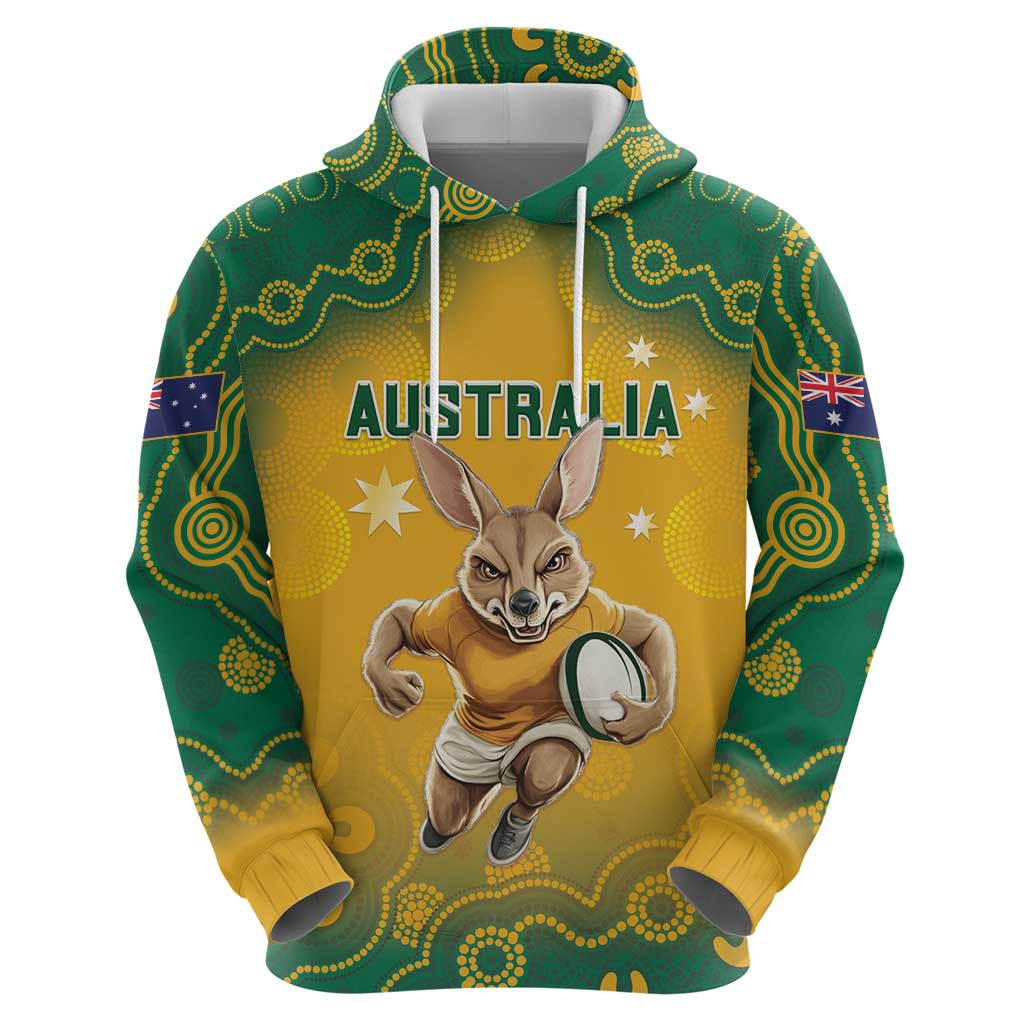 Custom Australia Rugby 2024 Zip Hoodie Go Wallabies Aboriginal Pattern LT05 - Wonder Print Shop