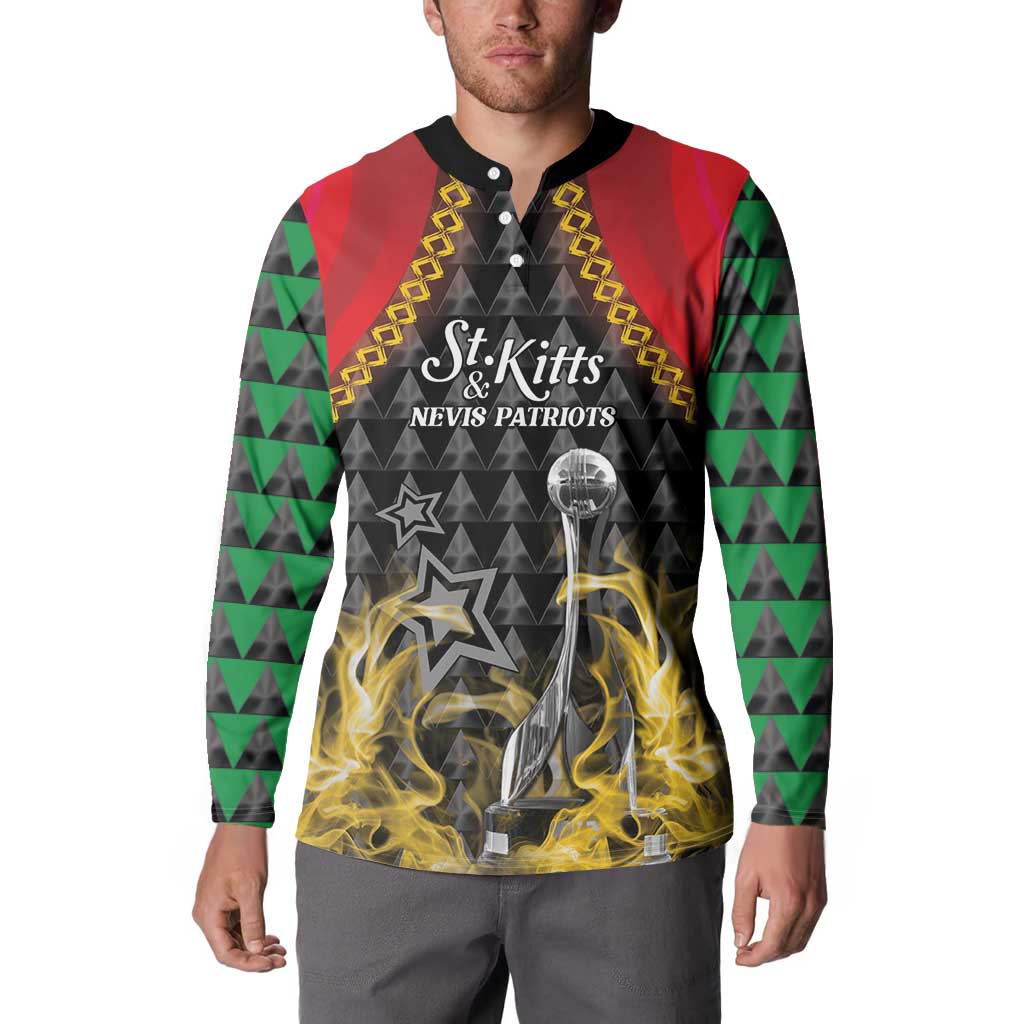 Custom St Kitts Nevis Cricket Patriots Button Sweatshirt Road To Victory - Wonder Print Shop