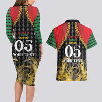 Custom St Kitts Nevis Cricket Patriots Couples Matching Long Sleeve Bodycon Dress and Hawaiian Shirt Road To Victory - Wonder Print Shop