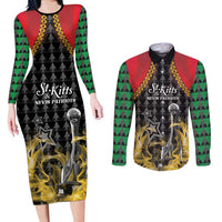 Custom St Kitts Nevis Cricket Patriots Couples Matching Long Sleeve Bodycon Dress and Long Sleeve Button Shirt Road To Victory - Wonder Print Shop