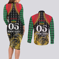 Custom St Kitts Nevis Cricket Patriots Couples Matching Long Sleeve Bodycon Dress and Long Sleeve Button Shirt Road To Victory - Wonder Print Shop