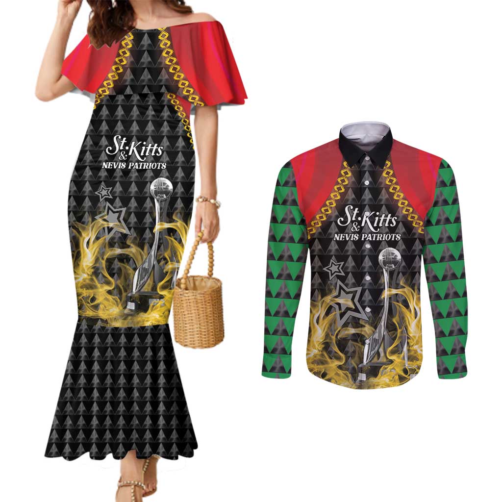 Custom St Kitts Nevis Cricket Patriots Couples Matching Mermaid Dress and Long Sleeve Button Shirt Road To Victory - Wonder Print Shop