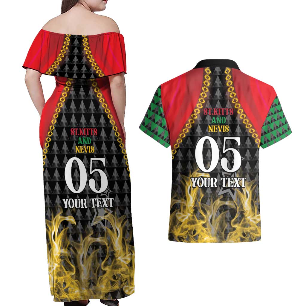 Custom St Kitts Nevis Cricket Patriots Couples Matching Off Shoulder Maxi Dress and Hawaiian Shirt Road To Victory - Wonder Print Shop