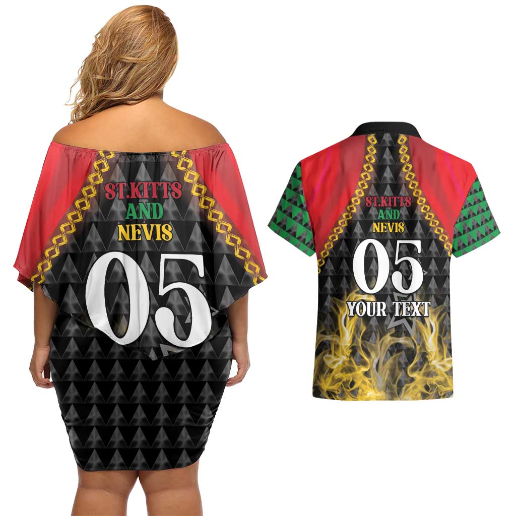 Custom St Kitts Nevis Cricket Patriots Couples Matching Off Shoulder Short Dress and Hawaiian Shirt Road To Victory - Wonder Print Shop