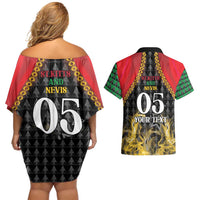Custom St Kitts Nevis Cricket Patriots Couples Matching Off Shoulder Short Dress and Hawaiian Shirt Road To Victory - Wonder Print Shop