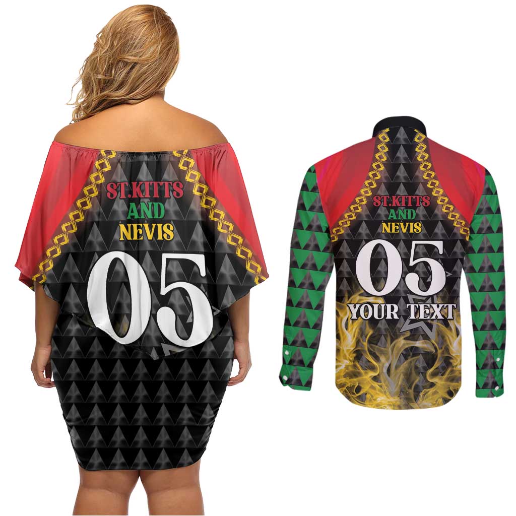 Custom St Kitts Nevis Cricket Patriots Couples Matching Off Shoulder Short Dress and Long Sleeve Button Shirt Road To Victory - Wonder Print Shop