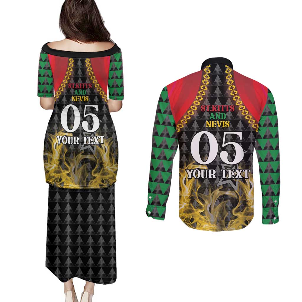 Custom St Kitts Nevis Cricket Patriots Couples Matching Puletasi and Long Sleeve Button Shirt Road To Victory - Wonder Print Shop