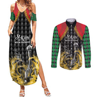Custom St Kitts Nevis Cricket Patriots Couples Matching Summer Maxi Dress and Long Sleeve Button Shirt Road To Victory - Wonder Print Shop