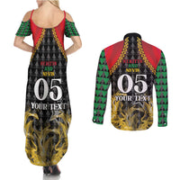 Custom St Kitts Nevis Cricket Patriots Couples Matching Summer Maxi Dress and Long Sleeve Button Shirt Road To Victory - Wonder Print Shop