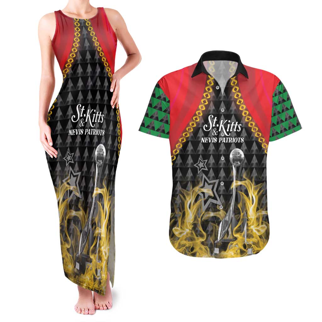 Custom St Kitts Nevis Cricket Patriots Couples Matching Tank Maxi Dress and Hawaiian Shirt Road To Victory - Wonder Print Shop