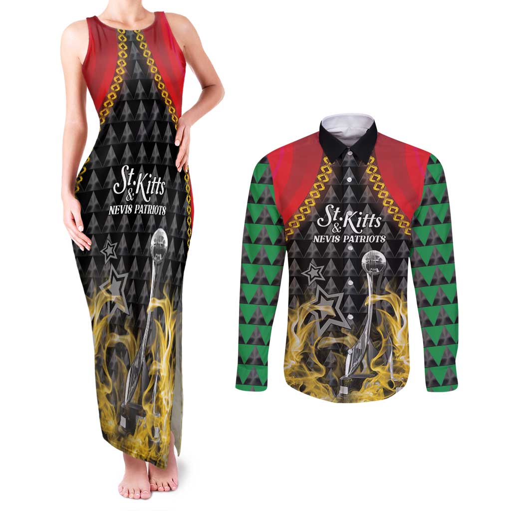 Custom St Kitts Nevis Cricket Patriots Couples Matching Tank Maxi Dress and Long Sleeve Button Shirt Road To Victory - Wonder Print Shop
