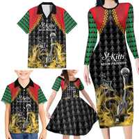 Custom St Kitts Nevis Cricket Patriots Family Matching Long Sleeve Bodycon Dress and Hawaiian Shirt Road To Victory - Wonder Print Shop