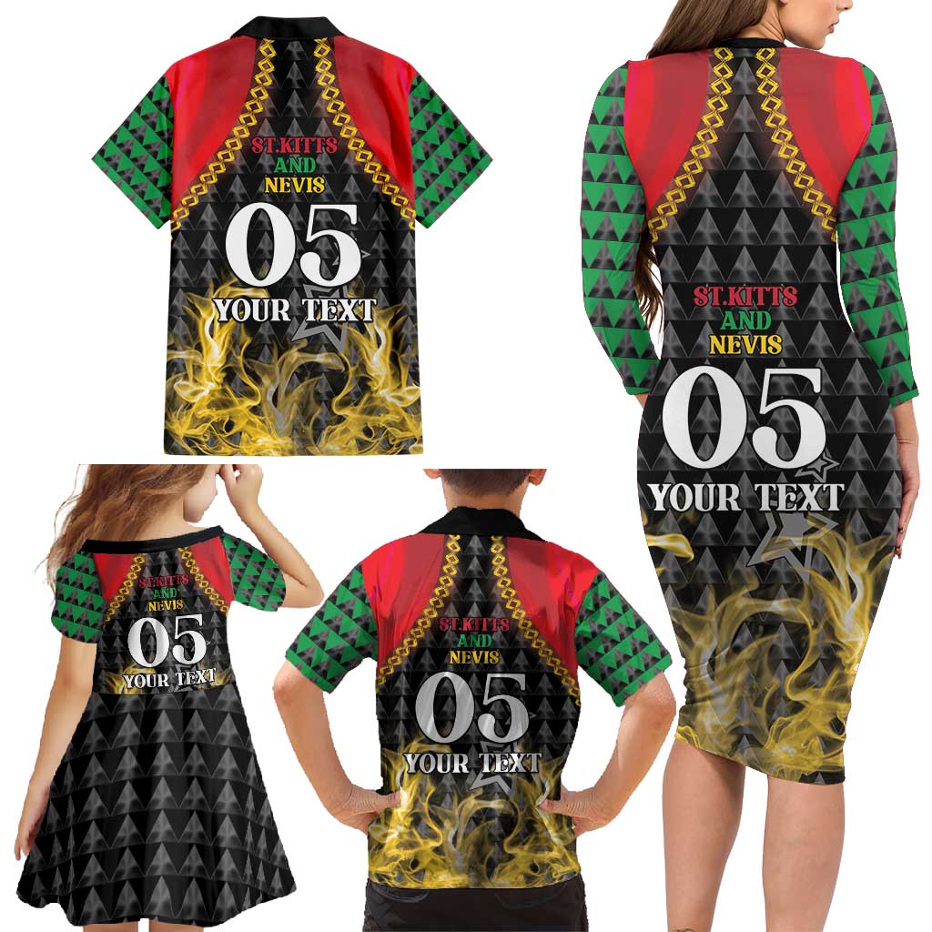 Custom St Kitts Nevis Cricket Patriots Family Matching Long Sleeve Bodycon Dress and Hawaiian Shirt Road To Victory - Wonder Print Shop