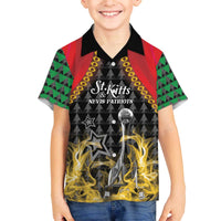 Custom St Kitts Nevis Cricket Patriots Family Matching Off The Shoulder Long Sleeve Dress and Hawaiian Shirt Road To Victory - Wonder Print Shop