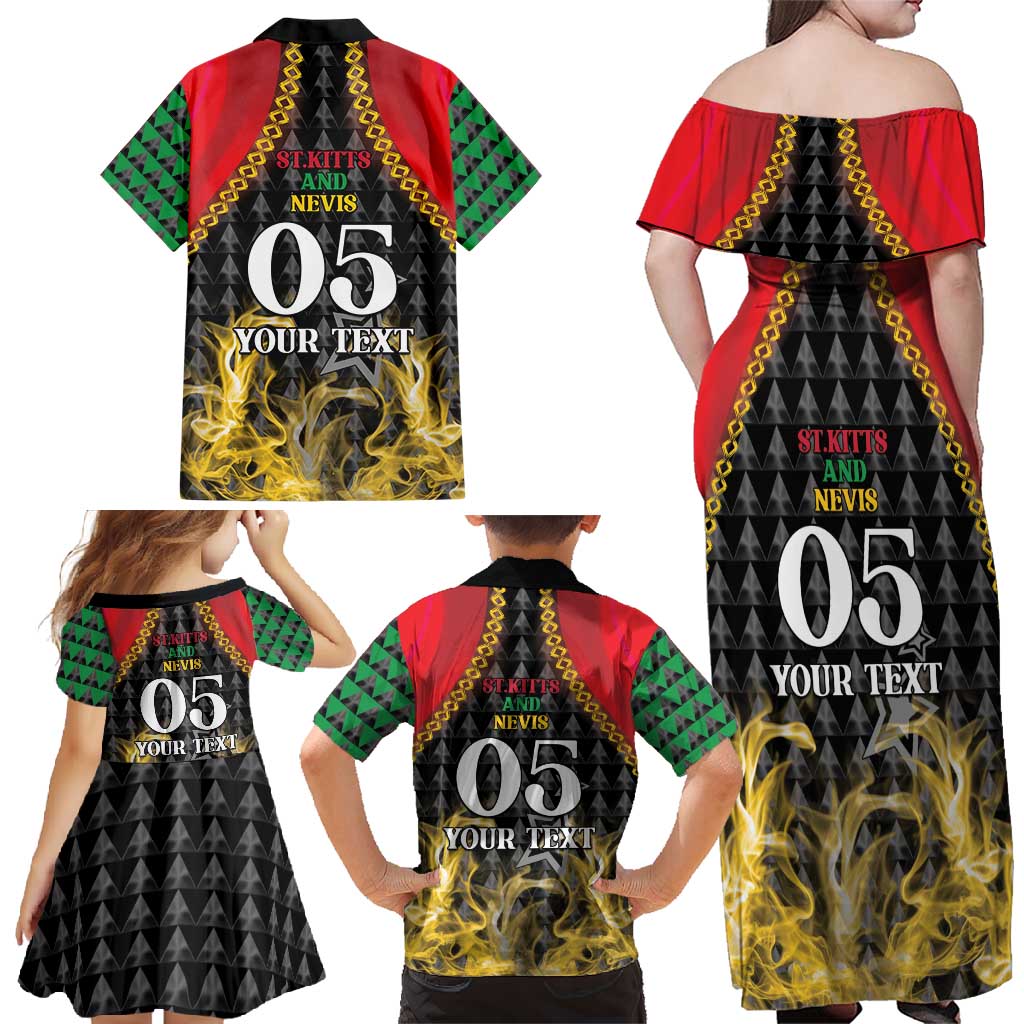 Custom St Kitts Nevis Cricket Patriots Family Matching Off Shoulder Maxi Dress and Hawaiian Shirt Road To Victory - Wonder Print Shop