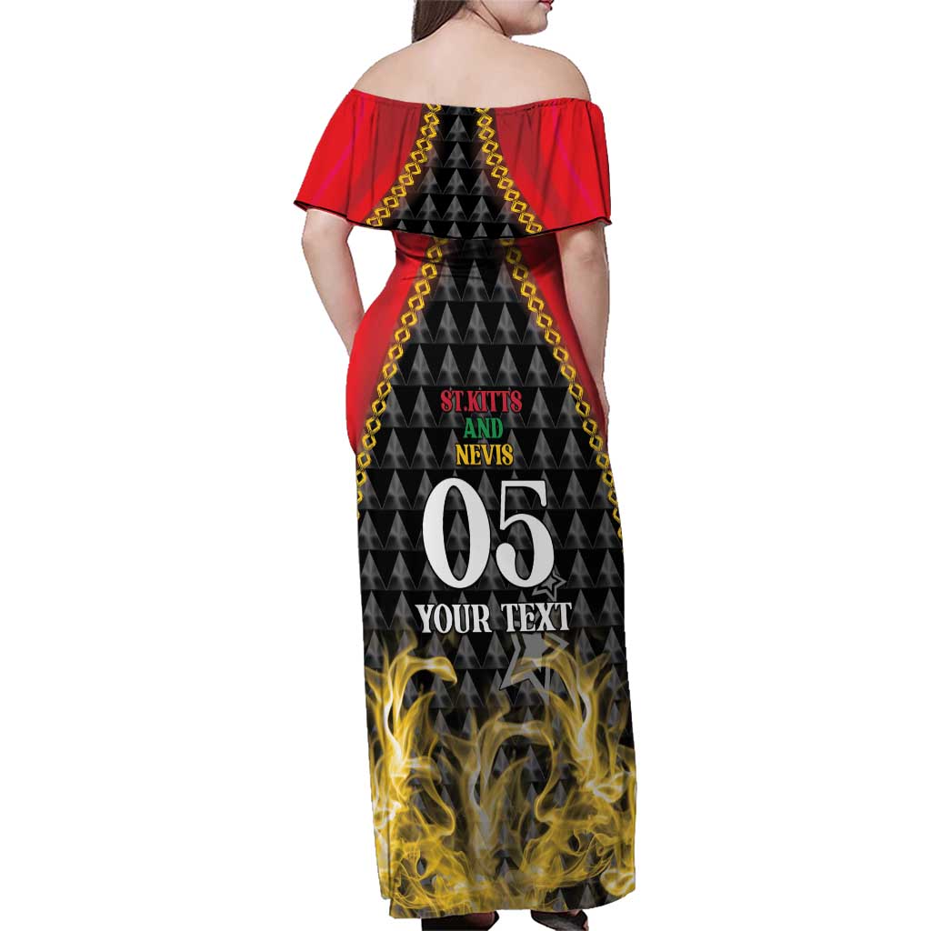 Custom St Kitts Nevis Cricket Patriots Family Matching Off Shoulder Maxi Dress and Hawaiian Shirt Road To Victory - Wonder Print Shop