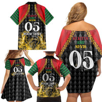 Custom St Kitts Nevis Cricket Patriots Family Matching Off Shoulder Short Dress and Hawaiian Shirt Road To Victory - Wonder Print Shop