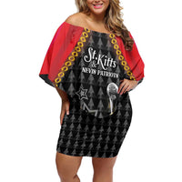 Custom St Kitts Nevis Cricket Patriots Family Matching Off Shoulder Short Dress and Hawaiian Shirt Road To Victory - Wonder Print Shop