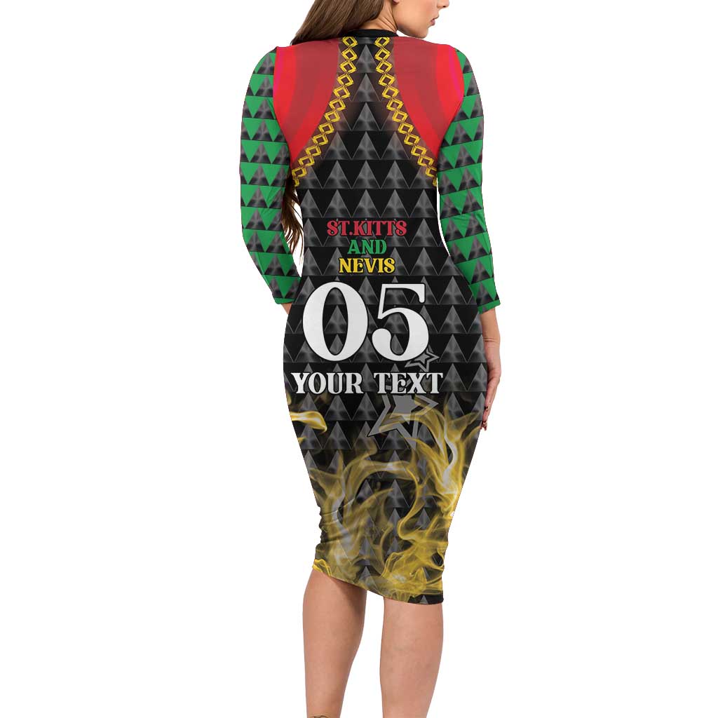 Custom St Kitts Nevis Cricket Patriots Long Sleeve Bodycon Dress Road To Victory - Wonder Print Shop