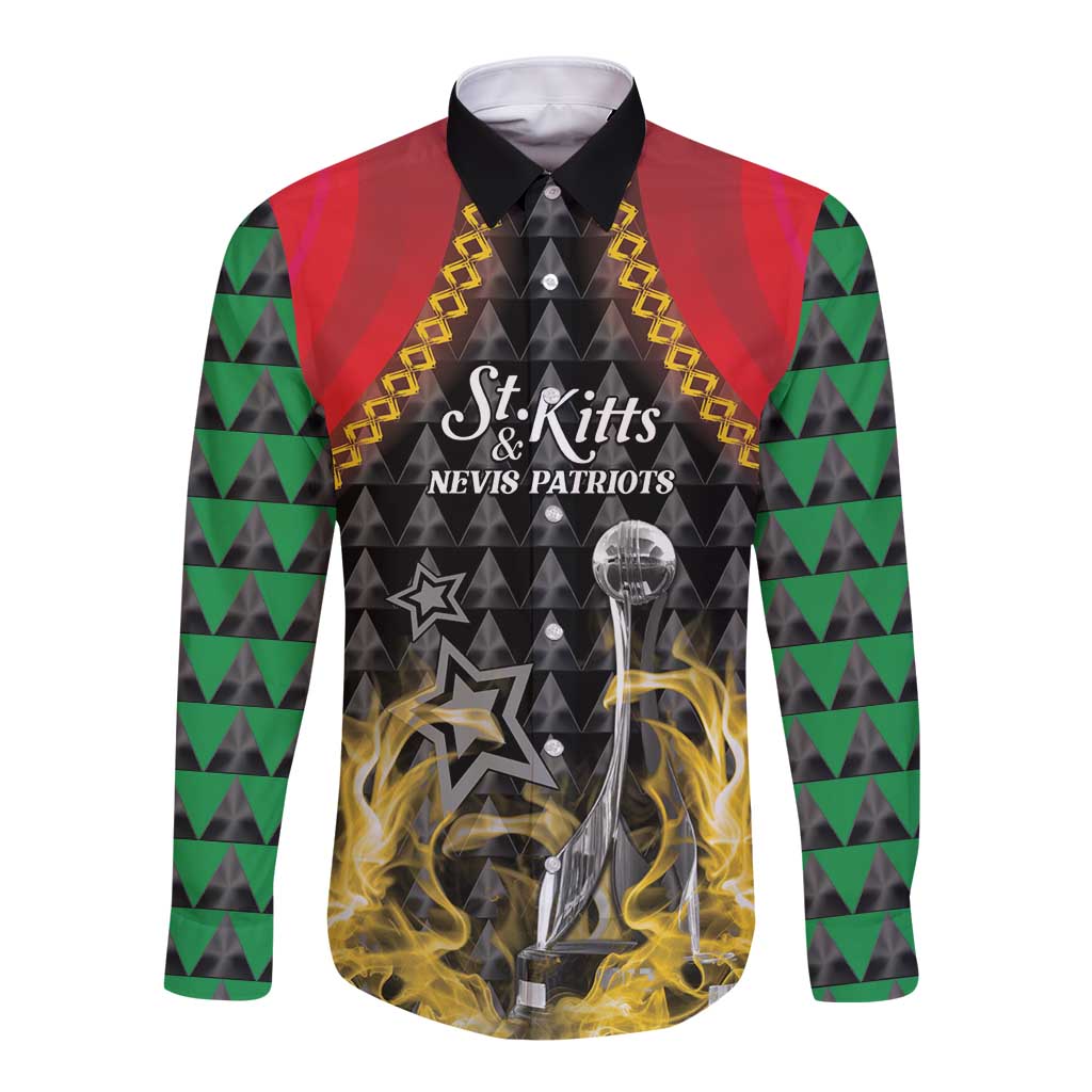 Custom St Kitts Nevis Cricket Patriots Long Sleeve Button Shirt Road To Victory - Wonder Print Shop