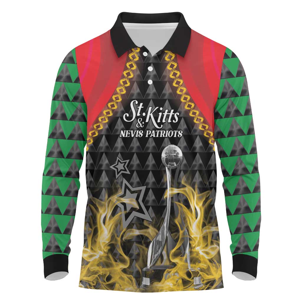 Custom St Kitts Nevis Cricket Patriots Long Sleeve Polo Shirt Road To Victory - Wonder Print Shop