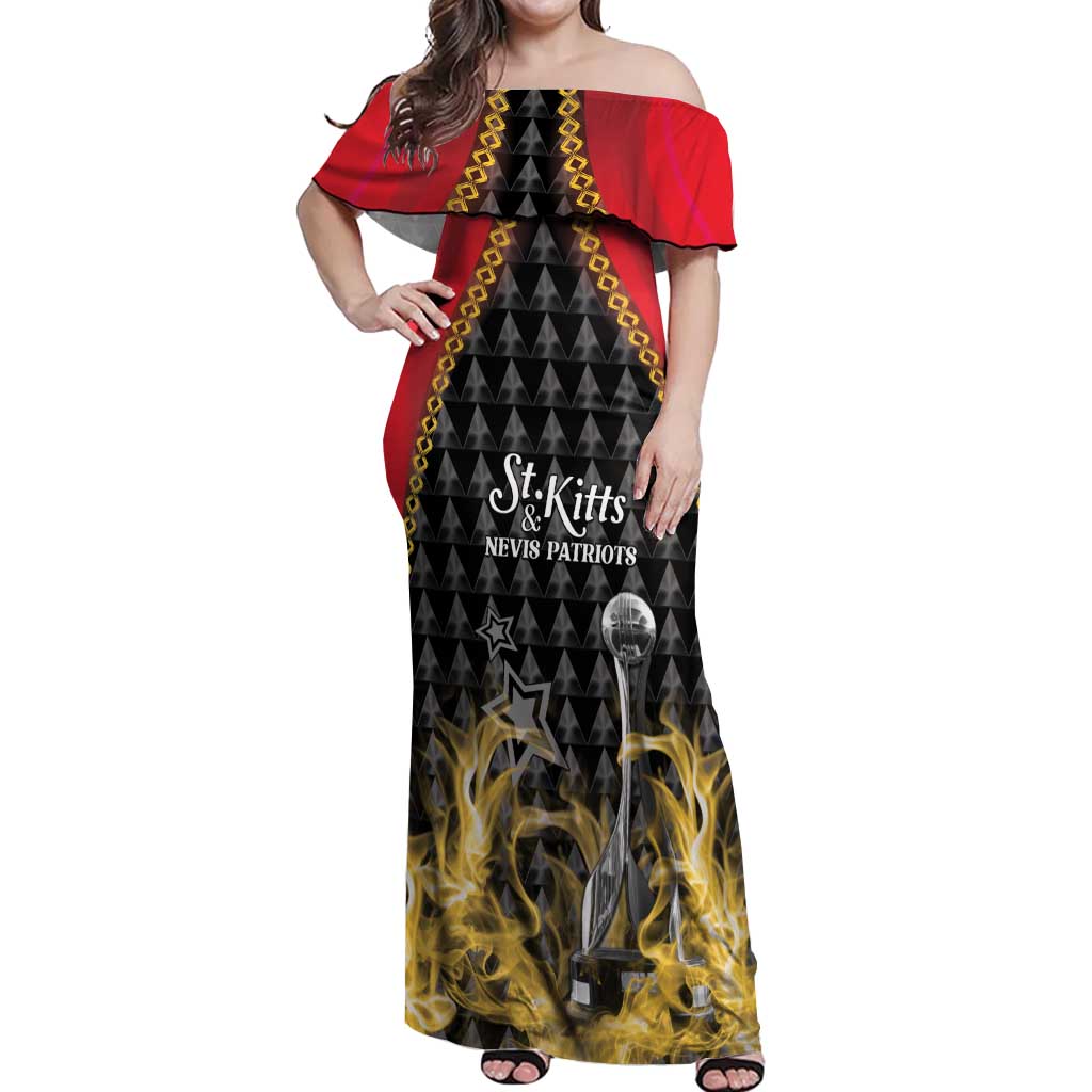 Custom St Kitts Nevis Cricket Patriots Off Shoulder Maxi Dress Road To Victory - Wonder Print Shop