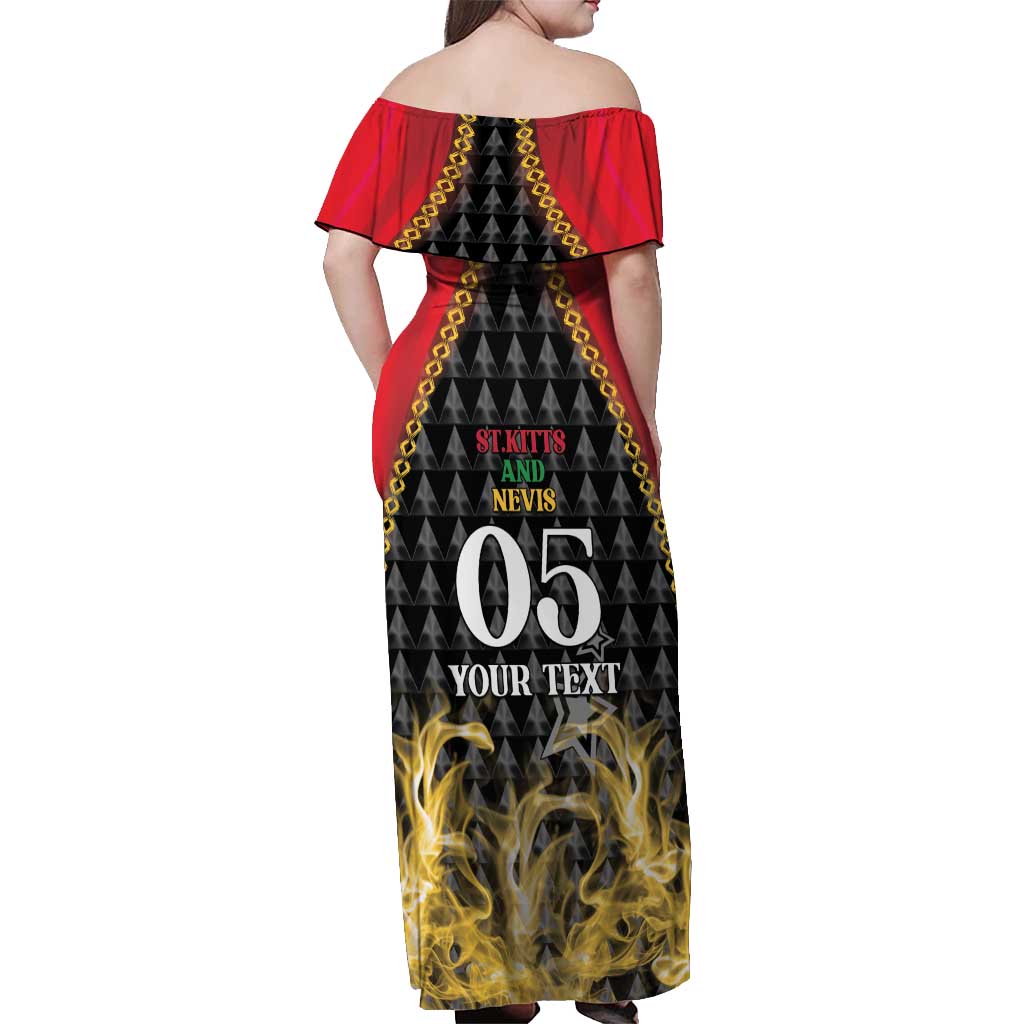 Custom St Kitts Nevis Cricket Patriots Off Shoulder Maxi Dress Road To Victory - Wonder Print Shop