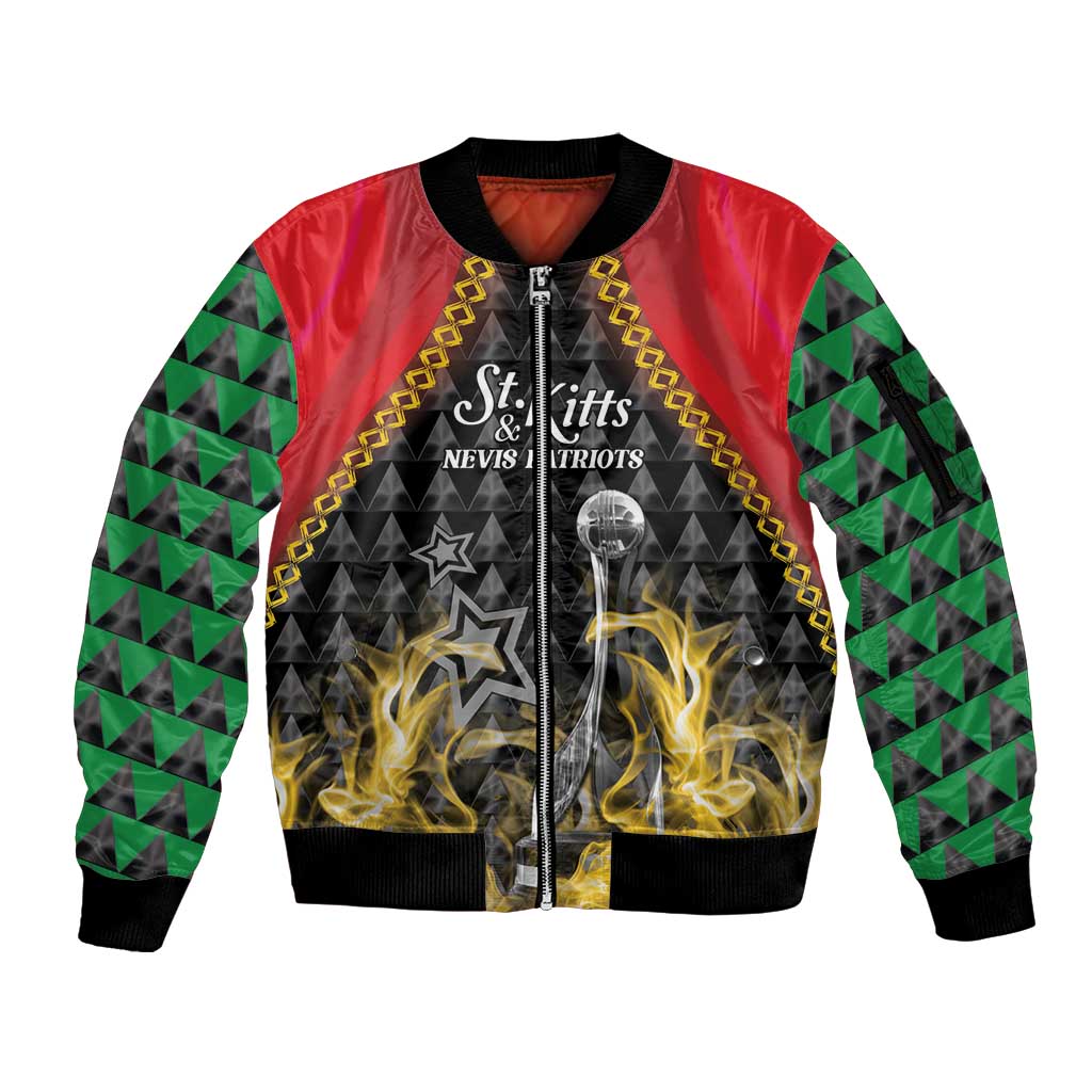 Custom St Kitts Nevis Cricket Patriots Sleeve Zip Bomber Jacket Road To Victory - Wonder Print Shop