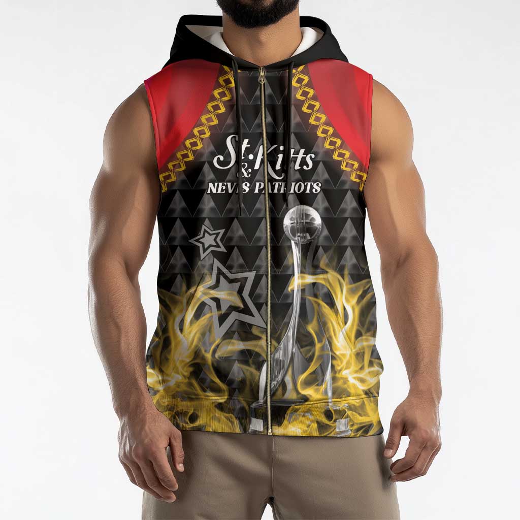 Custom St Kitts Nevis Cricket Patriots Sleeveless Zip Hoodie Road To Victory - Wonder Print Shop