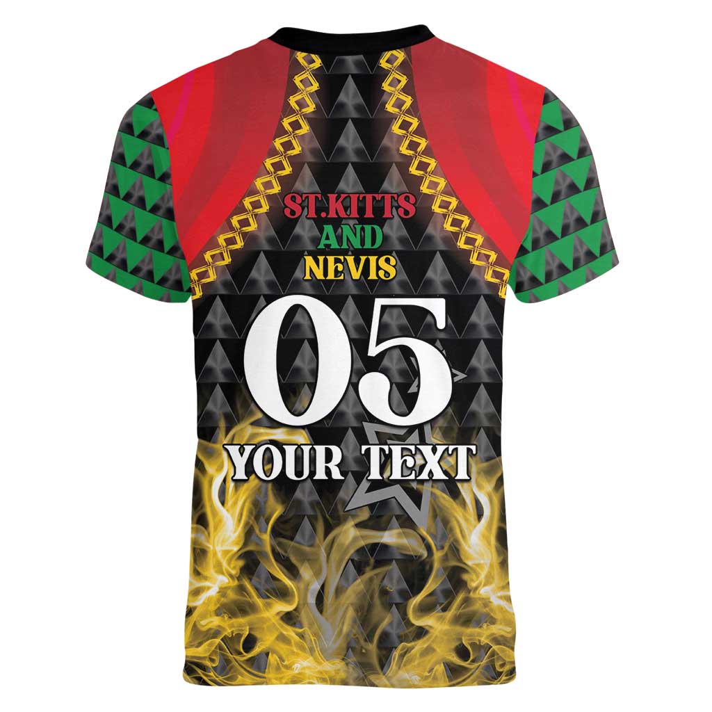 Custom St Kitts Nevis Cricket Patriots Women V-Neck T-Shirt Road To Victory - Wonder Print Shop