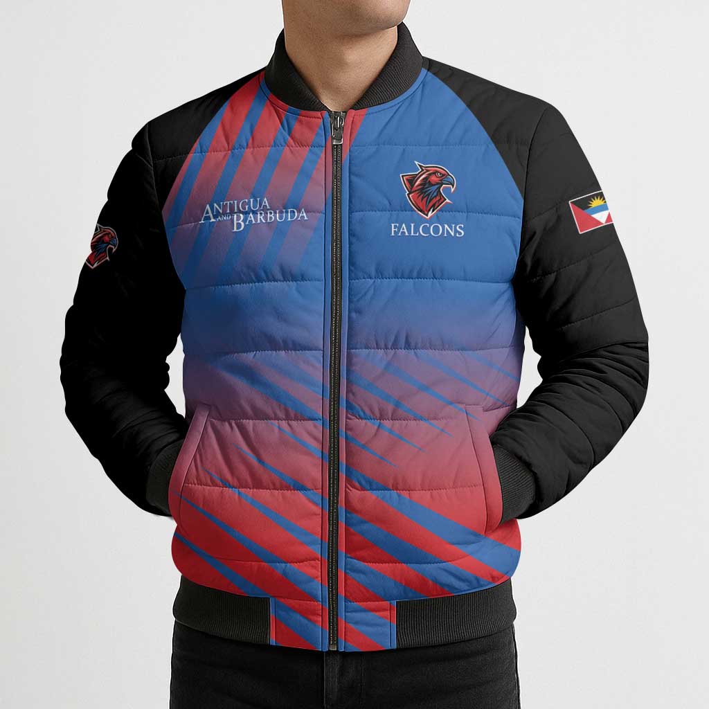 Custom Antigua and Barbuda Cricket Bomber Puffer Jacket Falcons Unstoppable - Wonder Print Shop