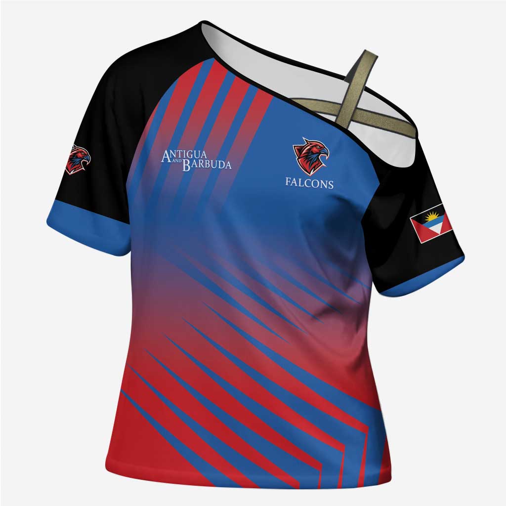 Custom Antigua and Barbuda Cricket Cross Shoulder Shirt Falcons Unstoppable - Wonder Print Shop