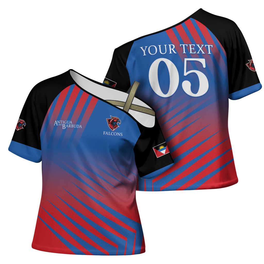 Custom Antigua and Barbuda Cricket Cross Shoulder Shirt Falcons Unstoppable - Wonder Print Shop