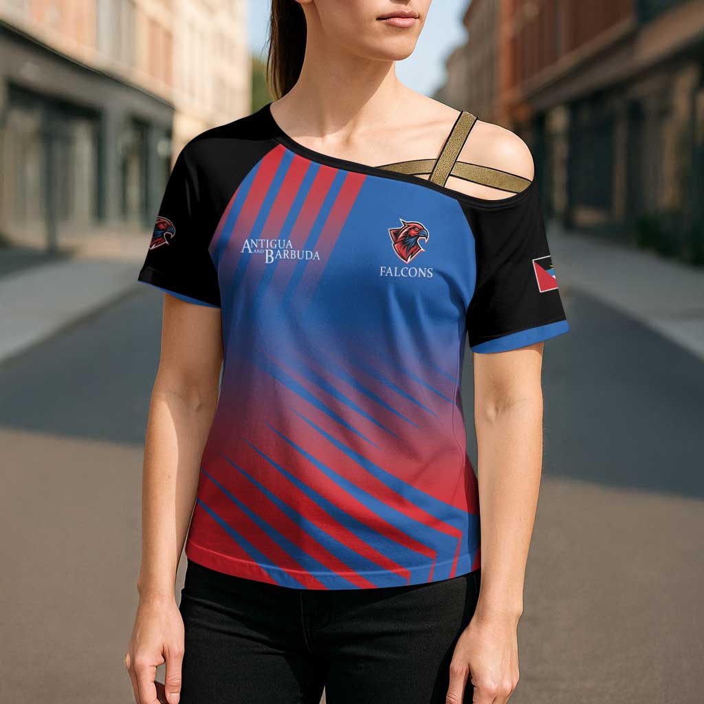 Custom Antigua and Barbuda Cricket Cross Shoulder Shirt Falcons Unstoppable - Wonder Print Shop