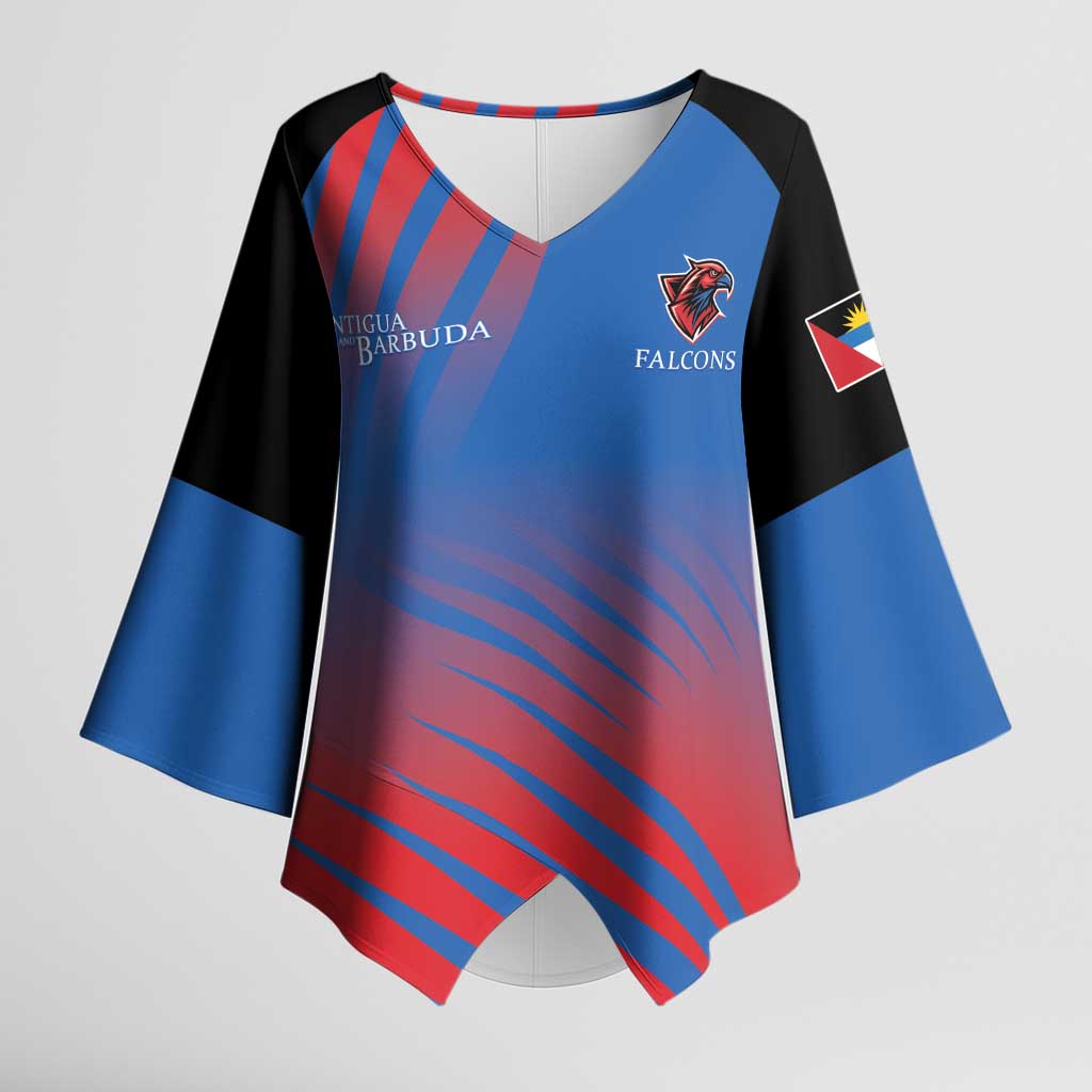 Custom Antigua and Barbuda Cricket Kimono Sleeve Blouse Falcons Unstoppable - Wonder Print Shop