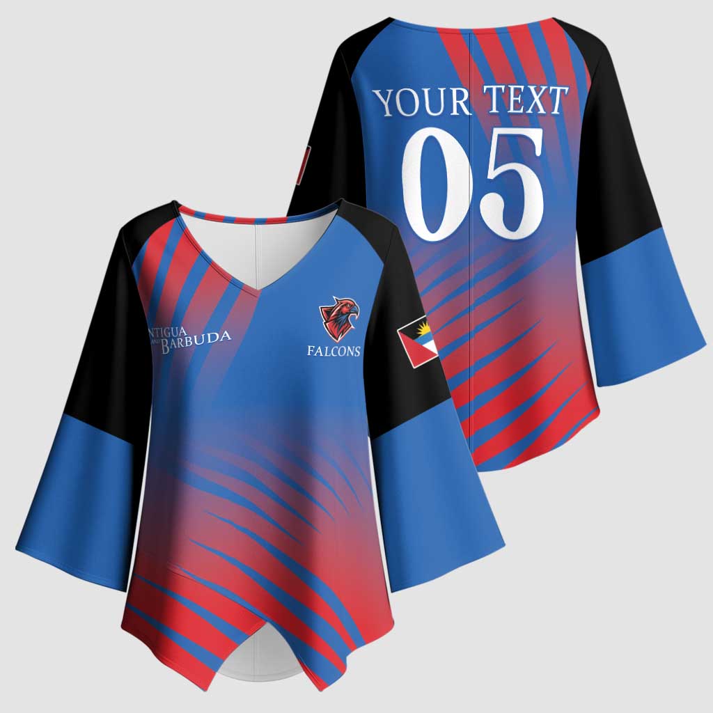 Custom Antigua and Barbuda Cricket Kimono Sleeve Blouse Falcons Unstoppable - Wonder Print Shop