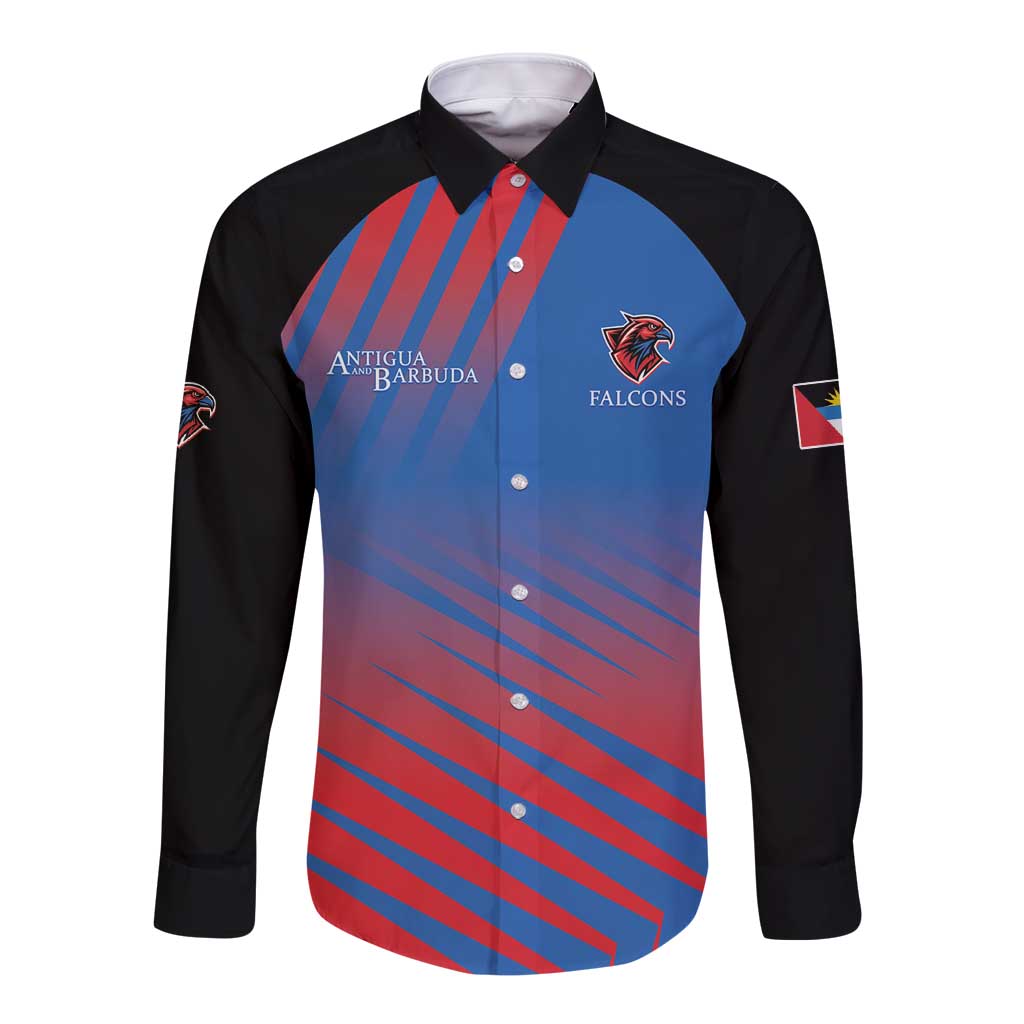 Custom Antigua and Barbuda Cricket Long Sleeve Button Shirt Falcons Unstoppable - Wonder Print Shop