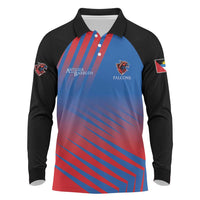 Custom Antigua and Barbuda Cricket Long Sleeve Polo Shirt Falcons Unstoppable - Wonder Print Shop