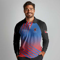 Custom Antigua and Barbuda Cricket Long Sleeve Polo Shirt Falcons Unstoppable - Wonder Print Shop