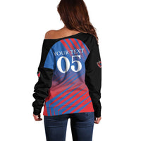 Custom Antigua and Barbuda Cricket Off Shoulder Sweater Falcons Unstoppable - Wonder Print Shop