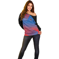 Custom Antigua and Barbuda Cricket Off Shoulder Sweater Falcons Unstoppable - Wonder Print Shop