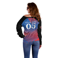 Custom Antigua and Barbuda Cricket Off Shoulder Sweater Falcons Unstoppable - Wonder Print Shop