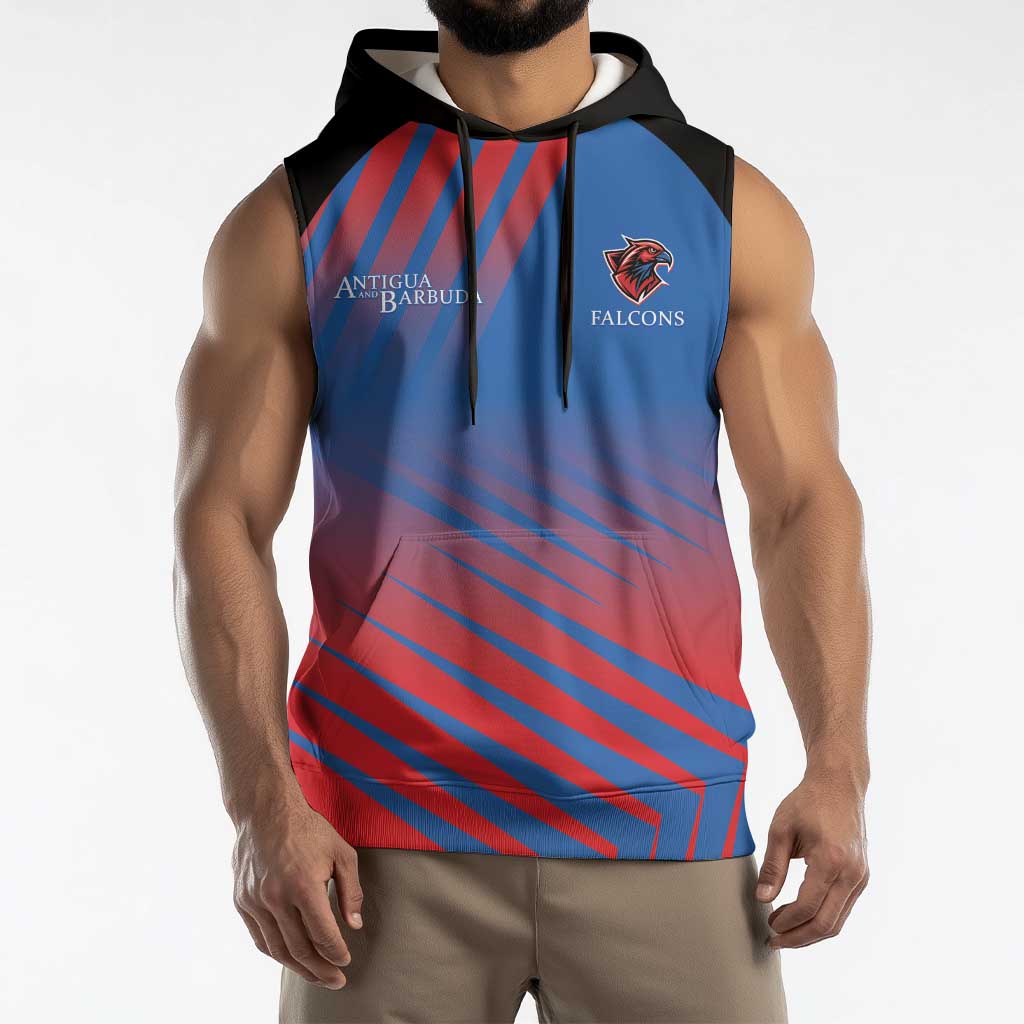 Custom Antigua and Barbuda Cricket Sleeveless Hoodie Falcons Unstoppable - Wonder Print Shop