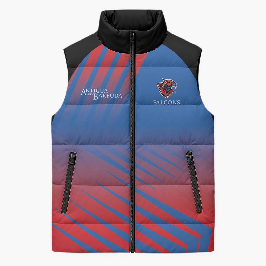 Custom Antigua and Barbuda Cricket Sleeveless Puffer Jacket Falcons Unstoppable - Wonder Print Shop