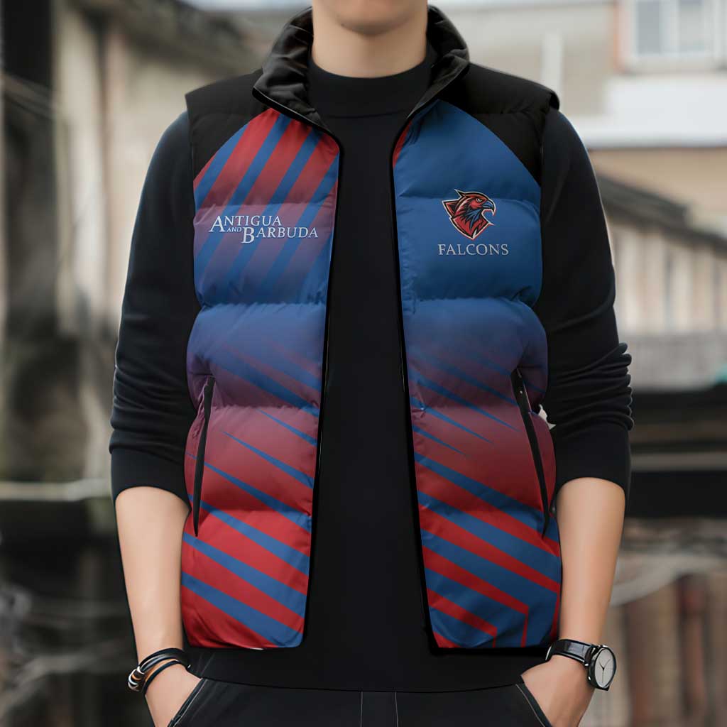 Custom Antigua and Barbuda Cricket Sleeveless Puffer Jacket Falcons Unstoppable - Wonder Print Shop