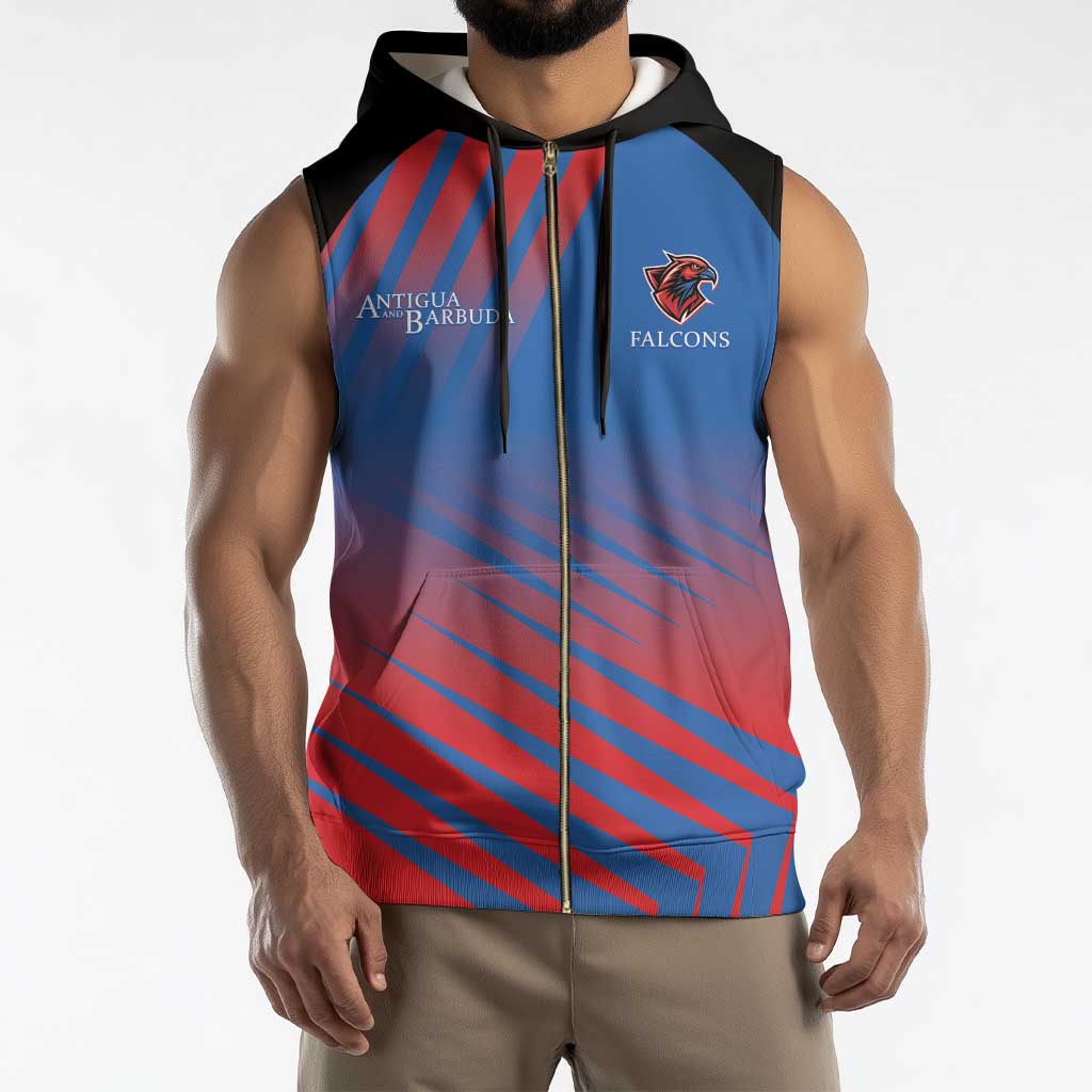 Custom Antigua and Barbuda Cricket Sleeveless Zip Hoodie Falcons Unstoppable - Wonder Print Shop
