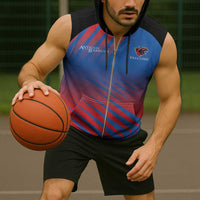 Custom Antigua and Barbuda Cricket Sleeveless Zip Hoodie Falcons Unstoppable - Wonder Print Shop