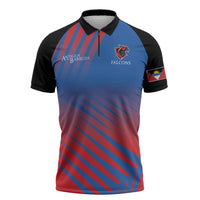 Custom Antigua and Barbuda Cricket Zipper Polo Shirt Falcons Unstoppable - Wonder Print Shop